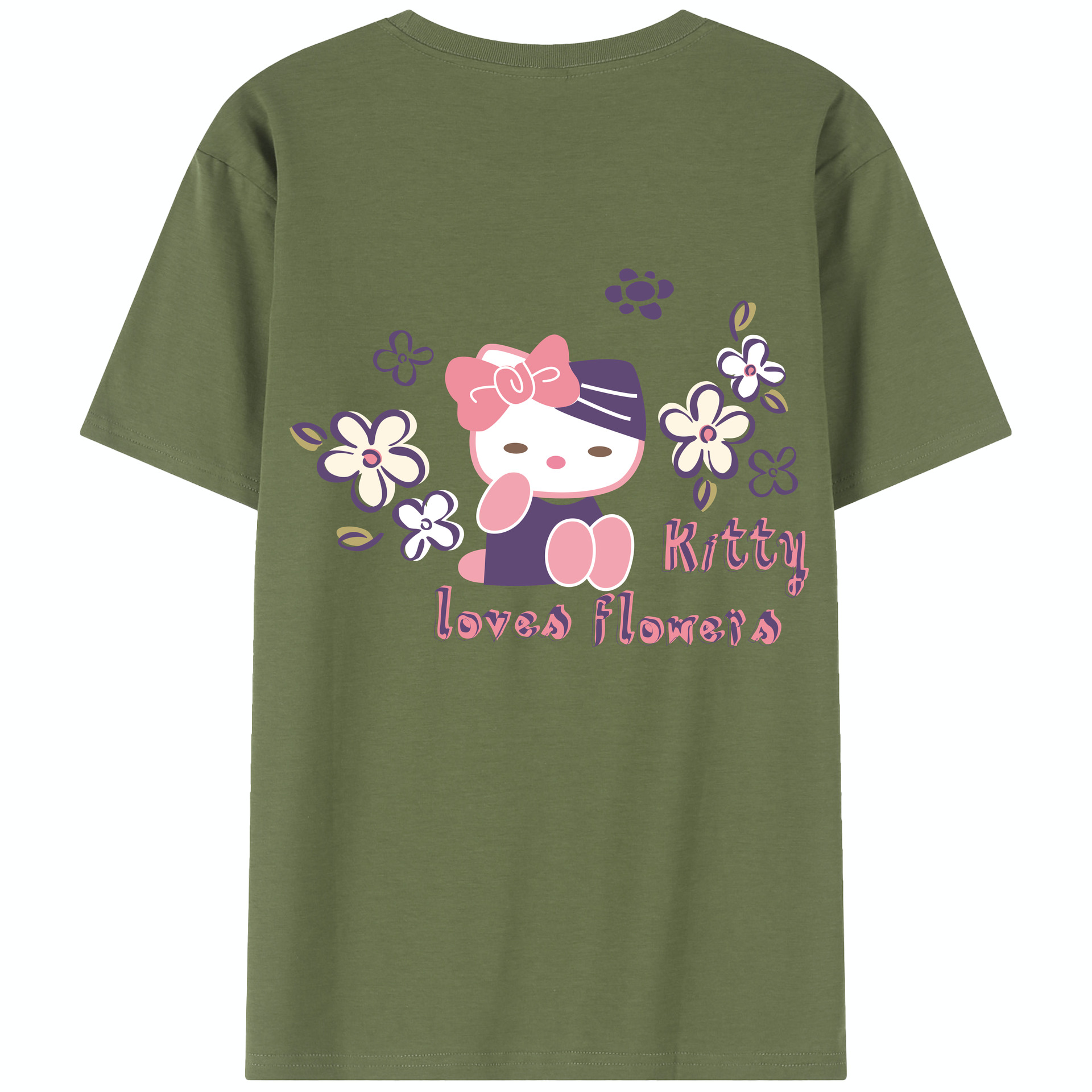 （画像用） Hello Kitty ハローキティ 綿100％半袖Tシャツ（背面プリント）